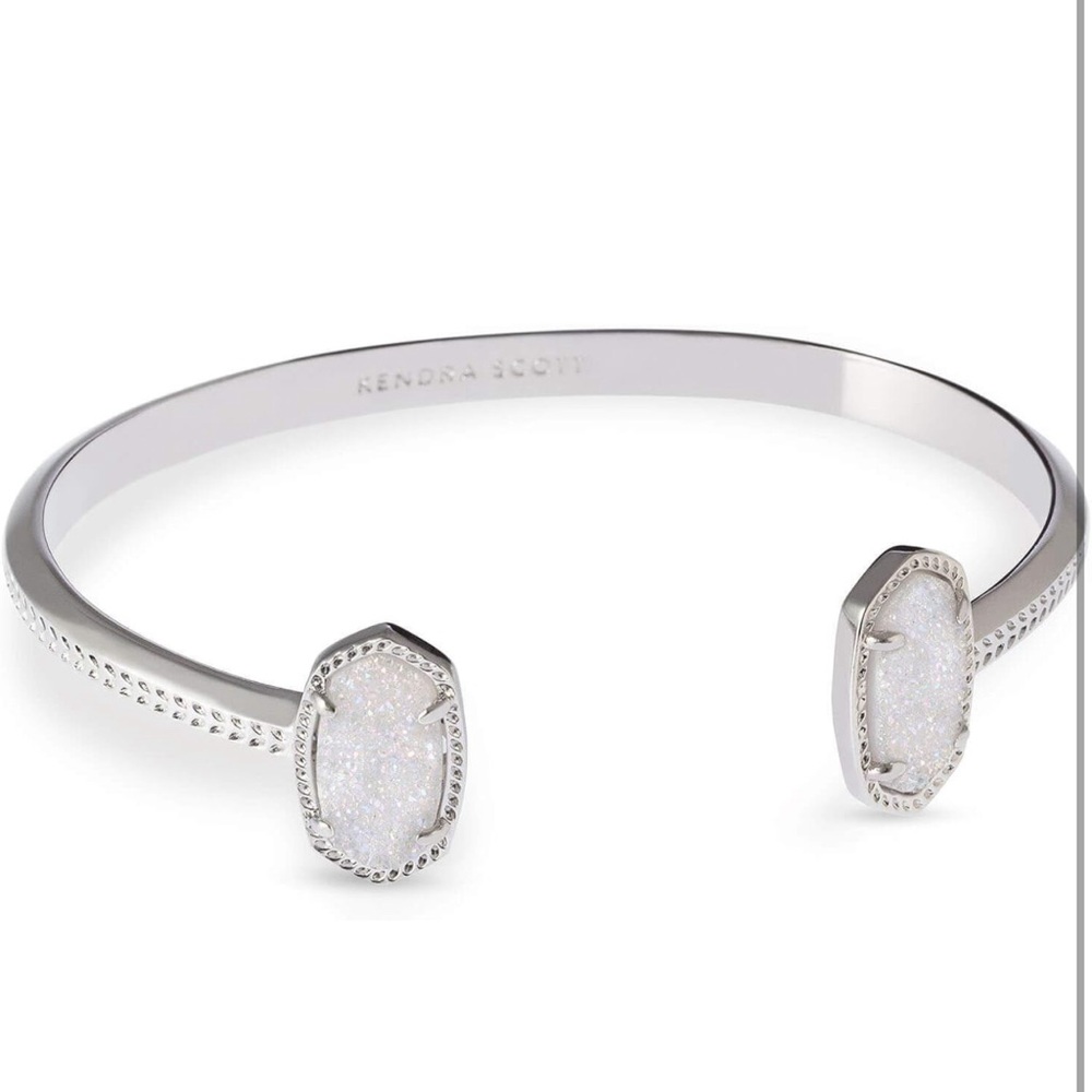 Kendra Scott Elton Cuff Bracelet for Women in Rhodium & Iridescent Drusy